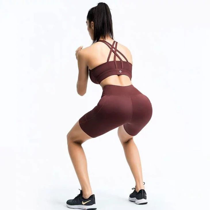 New Solid Color Sports Yoga Short Pants Set
