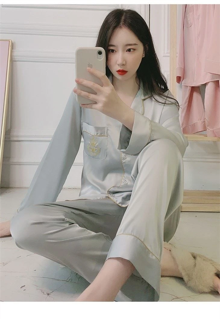 Ladies Long Sleeve Chiffon Thin Thinness Night Dress