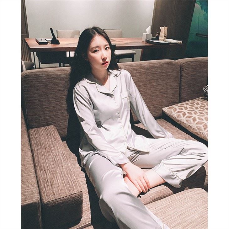 Ladies Long Sleeve Chiffon Thin Thinness Night Dress