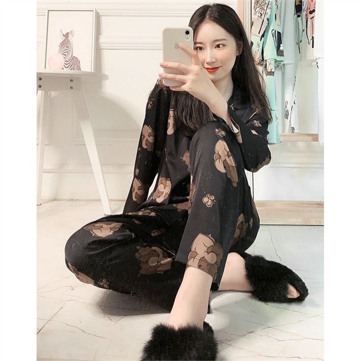Ladies Long Sleeve Chiffon Thin Thinness Night Dress